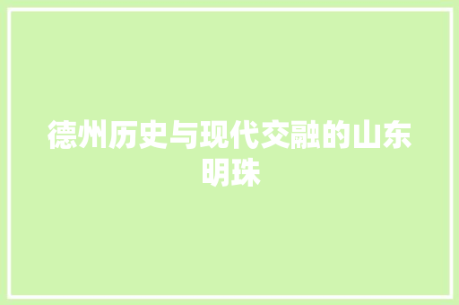 德州历史与现代交融的山东明珠