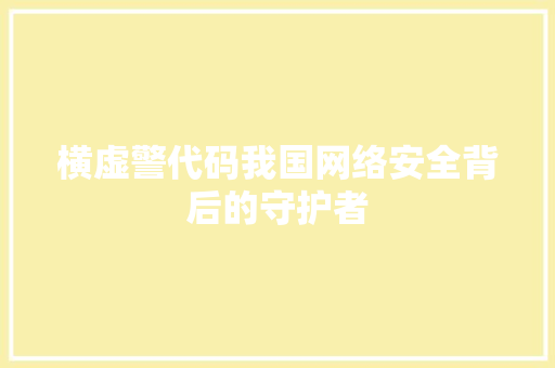 横虚警代码我国网络安全背后的守护者
