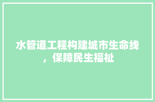 水管道工程构建城市生命线，保障民生福祉