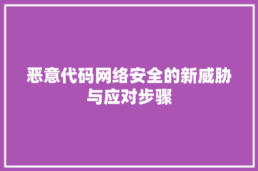 恶意代码网络安全的新威胁与应对步骤