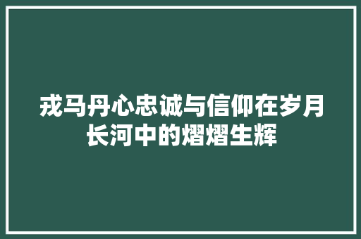 戎马丹心忠诚与信仰在岁月长河中的熠熠生辉