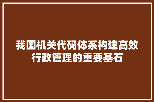 我国机关代码体系构建高效行政管理的重要基石
