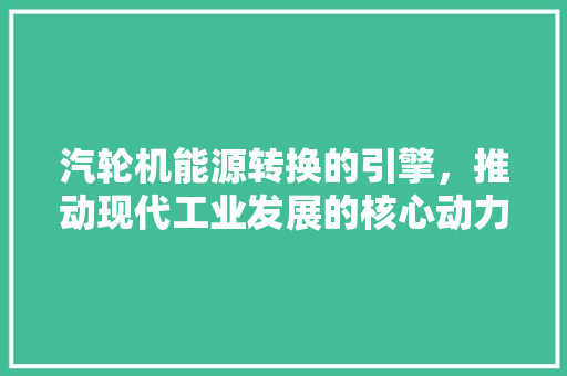 汽轮机能源转换的引擎，推动现代工业发展的核心动力