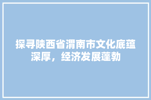 探寻陕西省渭南市文化底蕴深厚，经济发展蓬勃