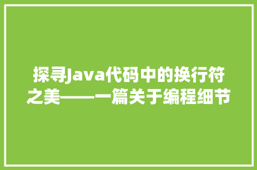 探寻Java代码中的换行符之美——一篇关于编程细节的艺术散文
