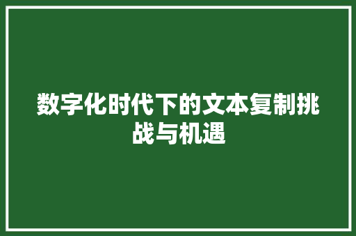 数字化时代下的文本复制挑战与机遇