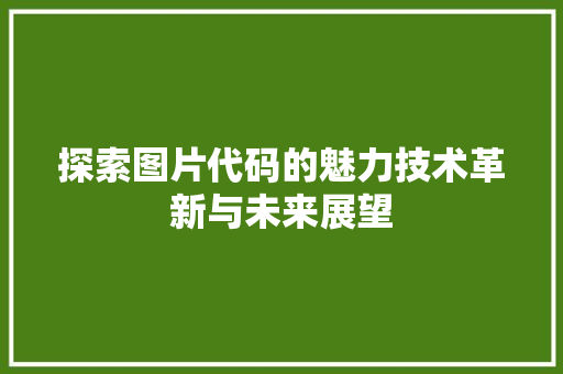 探索图片代码的魅力技术革新与未来展望