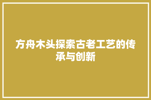 方舟木头探索古老工艺的传承与创新  第1张