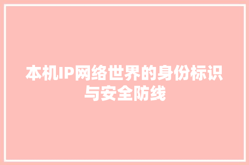 本机IP网络世界的身份标识与安全防线