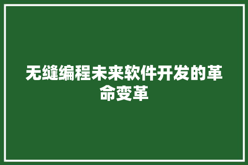 无缝编程未来软件开发的革命变革
