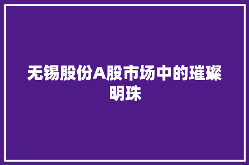 无锡股份A股市场中的璀璨明珠