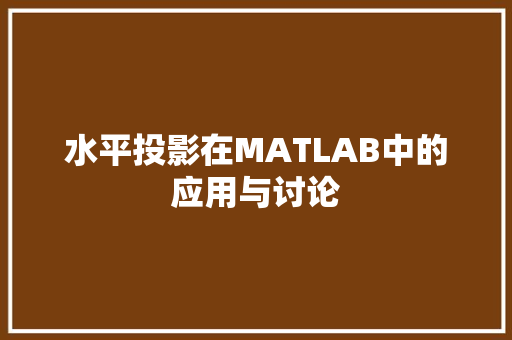 水平投影在MATLAB中的应用与讨论