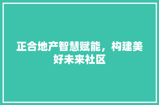 正合地产智慧赋能，构建美好未来社区