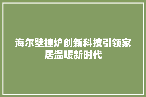 海尔壁挂炉创新科技引领家居温暖新时代