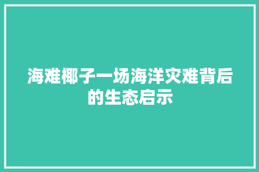 海难椰子一场海洋灾难背后的生态启示