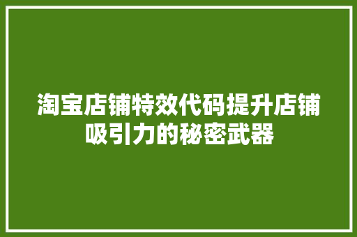 淘宝店铺特效代码提升店铺吸引力的秘密武器