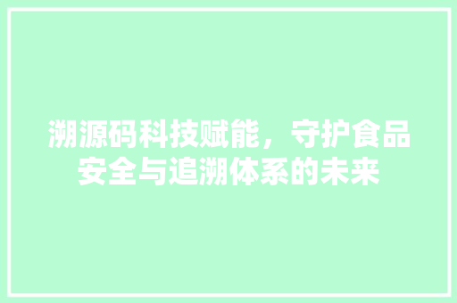 溯源码科技赋能，守护食品安全与追溯体系的未来