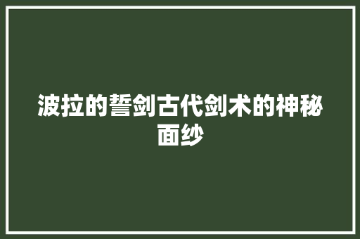 波拉的誓剑古代剑术的神秘面纱