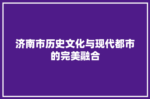 济南市历史文化与现代都市的完美融合