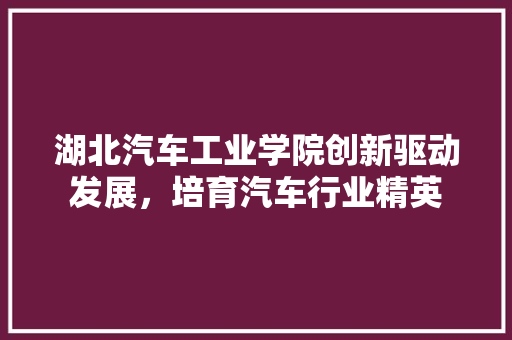 湖北汽车工业学院创新驱动发展，培育汽车行业精英