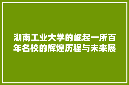 湖南工业大学的崛起一所百年名校的辉煌历程与未来展望  第1张