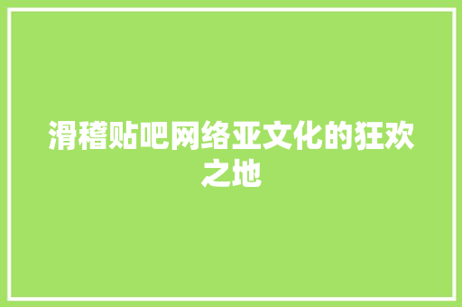 滑稽贴吧网络亚文化的狂欢之地