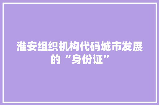 淮安组织机构代码城市发展的“身份证”