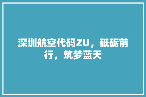 深圳航空代码ZU，砥砺前行，筑梦蓝天