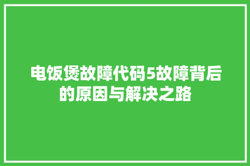 电饭煲故障代码5故障背后的原因与解决之路