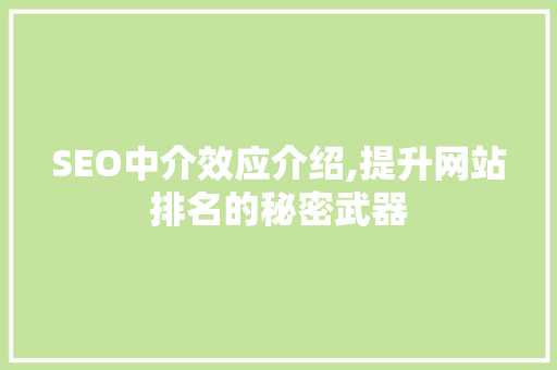 SEO中介效应介绍,提升网站排名的秘密武器