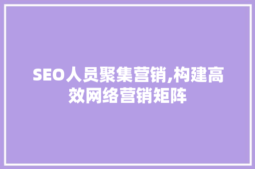 SEO人员聚集营销,构建高效网络营销矩阵