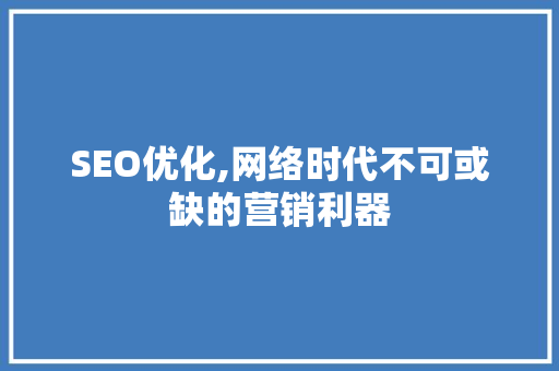 SEO优化,网络时代不可或缺的营销利器