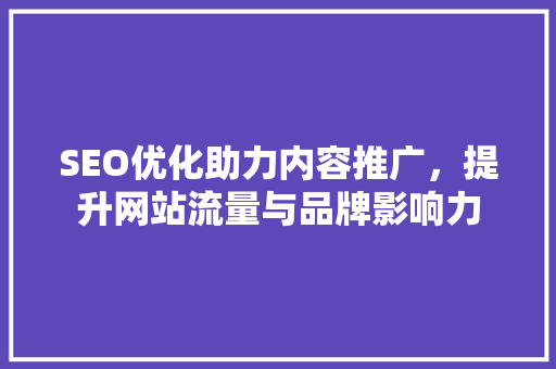 SEO优化助力内容推广，提升网站流量与品牌影响力  第1张