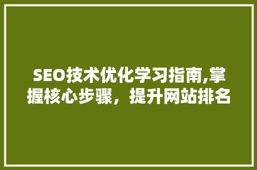 SEO技术优化学习指南,掌握核心步骤，提升网站排名