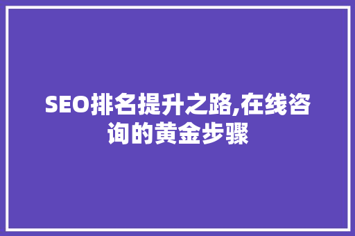 SEO排名提升之路,在线咨询的黄金步骤  第1张