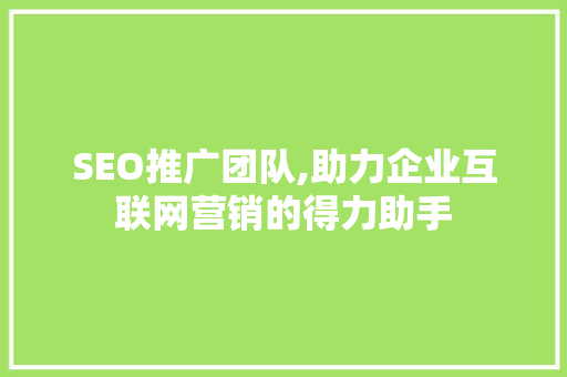 SEO推广团队,助力企业互联网营销的得力助手