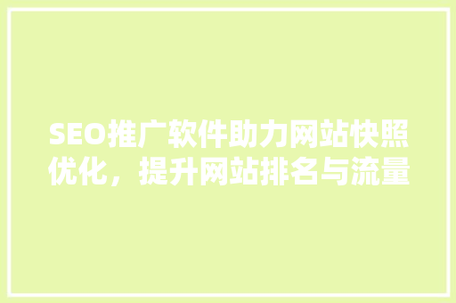 SEO推广软件助力网站快照优化，提升网站排名与流量  第1张