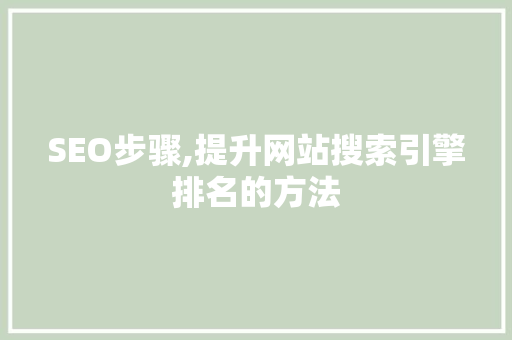 SEO步骤,提升网站搜索引擎排名的方法