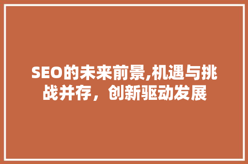 SEO的未来前景,机遇与挑战并存，创新驱动发展