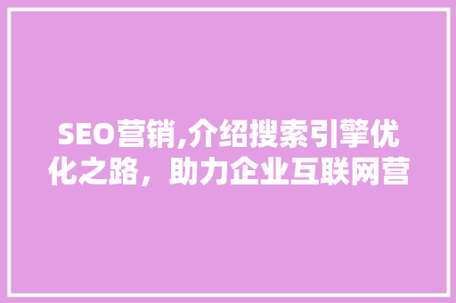 SEO营销,介绍搜索引擎优化之路，助力企业互联网营销新篇章