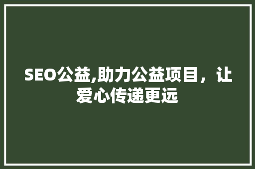 SEO公益,助力公益项目，让爱心传递更远