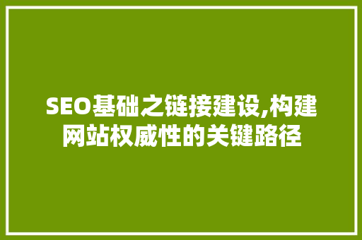 SEO基础之链接建设,构建网站权威性的关键路径
